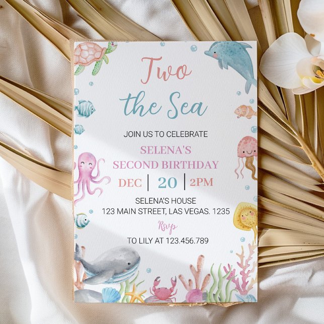 Oneder The Sea Pastel 2nd Birthday Invitation (Creator Uploaded)