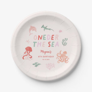 ONEder The Sea Pink Birthday Party Paper Plate