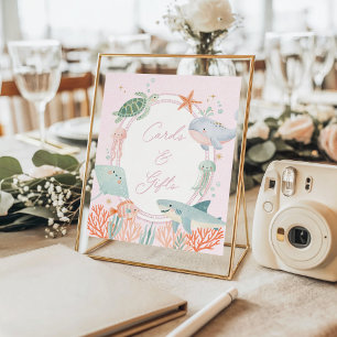 Oneder the Sea Pink Nautical Ocean Cards & Gifts Poster