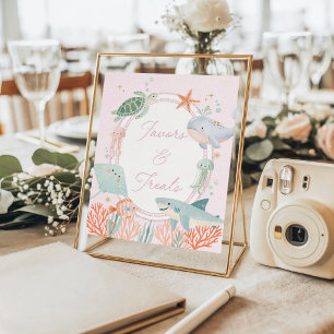 Oneder the Sea Pink Nautical Ocean Favours & Treat Poster