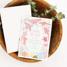 Oneder The Sea Pink Ocean Aniamls 1st Birthday