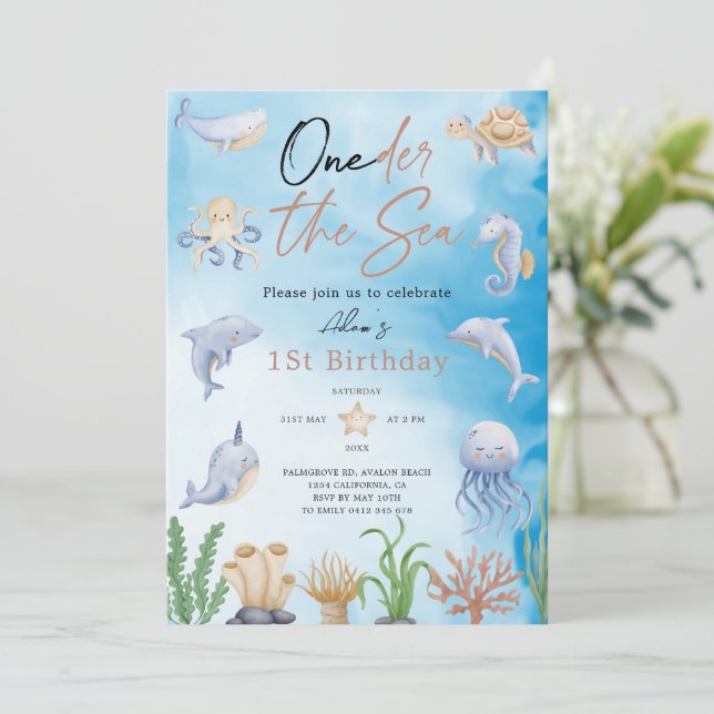 ONEder the Sea Under the Sea 1St Birthday Invitation (Standing Front)