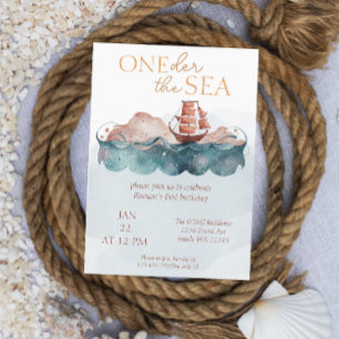 Oneder The Sea Whimsical Ocean Pirate Invitation