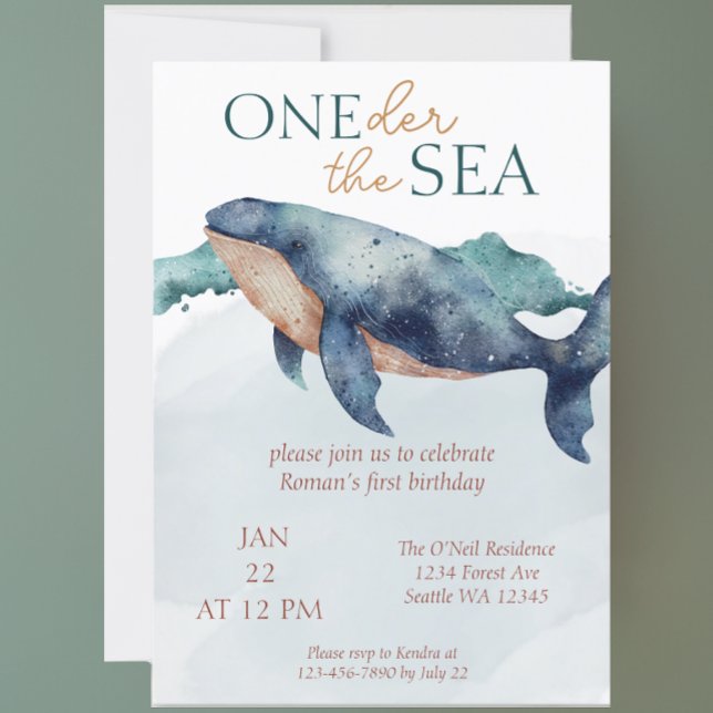 Oneder The Sea Whimsical Ocean Whale Invitation (Creator Uploaded)