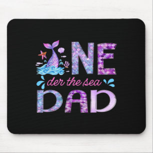 Oneder Under The Sea Dad 1st Birthday Girl Mermaid Mouse Mat