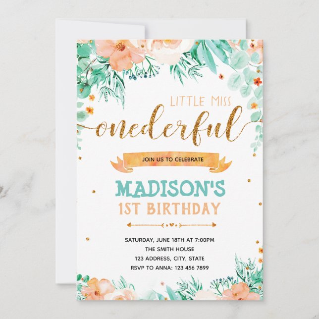 ONEderful 1st birthday invitation (Front)