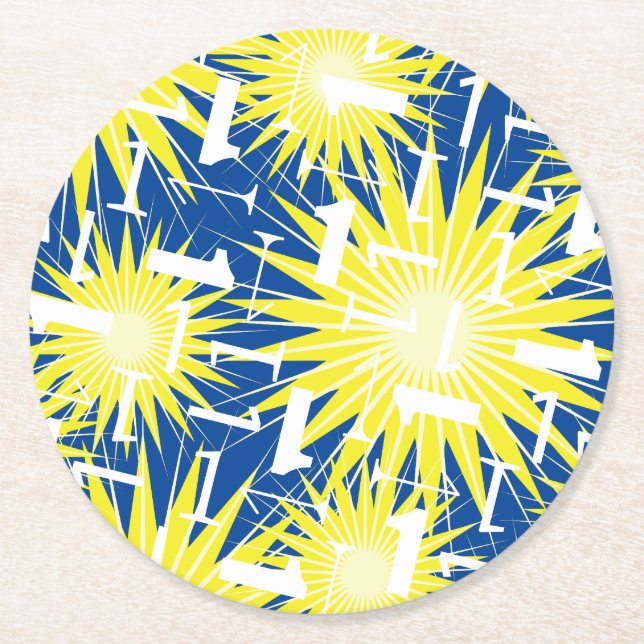Onederful 1st Birthday Party Round Paper Coaster (Front)