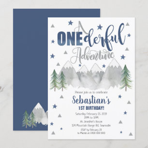 Onederful Adventure Birthday Invitation Navy 1st