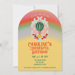 Onederful Air Balloon First Birthday Invitation