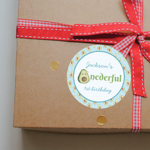 Onederful Avocado 1st Birthday Party Photo  Classic Round Sticker