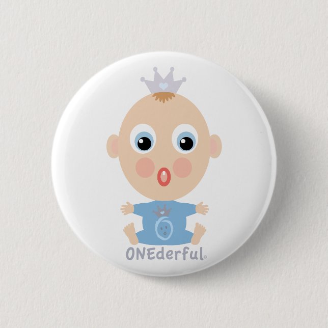 ONEderful BABY Face - blue 6 Cm Round Badge (Front)