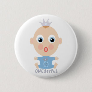 ONEderful BABY Face - blue 6 Cm Round Badge