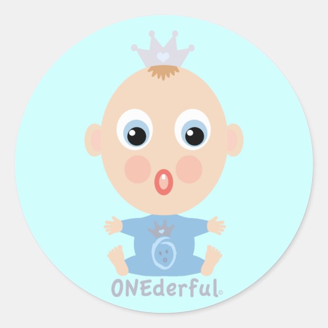 ONEderful BABY Face - blue Classic Round Sticker (Front)