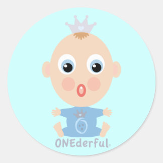 ONEderful BABY Face - blue Classic Round Sticker