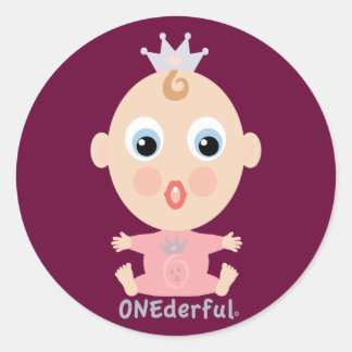 ONEderful BABY Face - pink Classic Round Sticker