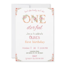 Onederful Birthday Girl Invitation 1st Birthday