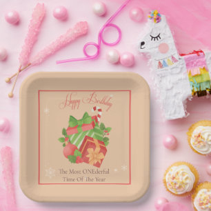 ONEderful Christmas Birthday Party Paper Plate