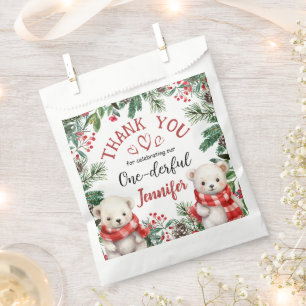 ONEderful   Cute Bear Christmas 1st Birthday  Favour Bags