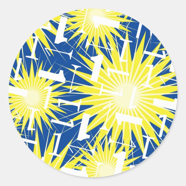 Onederful Cute Colourful 1st Birthday Party Classic Round Sticker (Front)