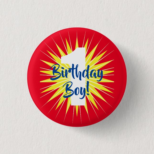 Onederful Cute Super Hero 1st Birthday Party Theme 3 Cm Round Badge (Front)
