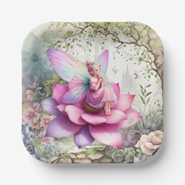 Onederful Fairy Enchanted Forest Birthday Sticker Paper Plate (Front)