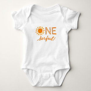 Onederful first birthday clothing, happy sunny baby bodysuit