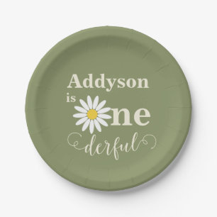 Onederful First Birthday Daisy Paper Plate
