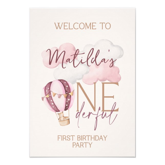 ONEderful First Birthday Party Welcome Sign (Front)