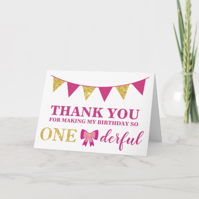Onederful First Birthday Thank You Card (Front)