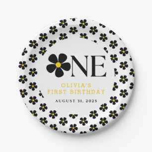 Onederful Floral 1st Birthday Party Paper Plate