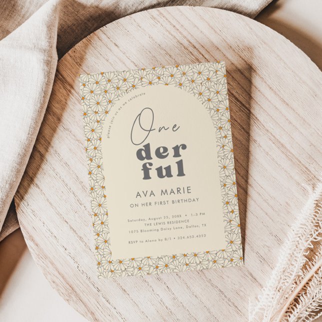 Onederful Girls Daisy 1st Birthday Party Invitation (Creator Uploaded)
