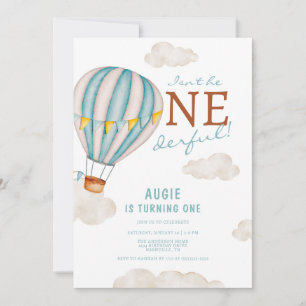 ONEderful Hot Air Balloon 1st Birthday Invitation