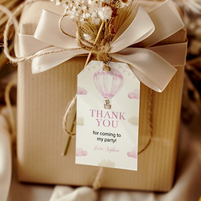 Onederful Hot Air Balloon Birthday Thank You Tag (Creator Uploaded)