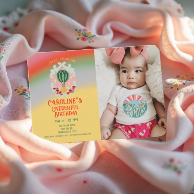 Onederful Hot Air Balloon First Birthday Thank You Card (Creator Uploaded)