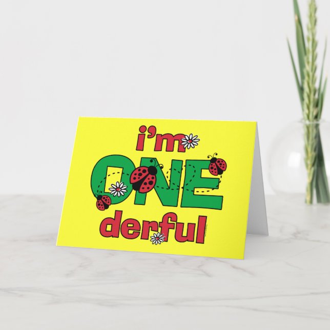 ONEderful Ladybug 1st Birthday Card (Front)