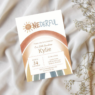 Onederful Minimalist Boho Terracotta 1st Birthday  Invitation