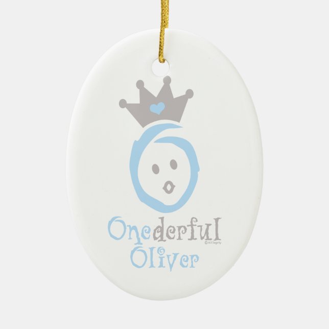 ONEderful Oliver Ceramic Tree Decoration (Front)