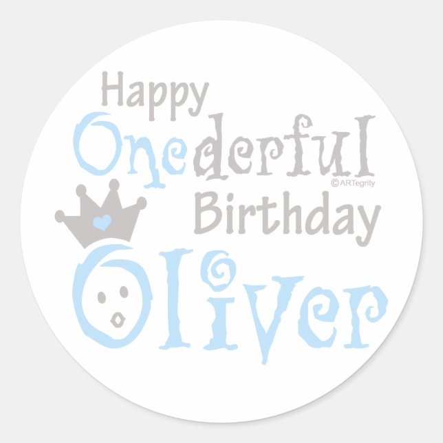 ONEderful Oliver Classic Round Sticker (Front)