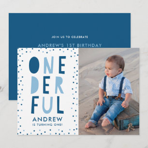 Onederful   Photo First Birthday Party Invitation