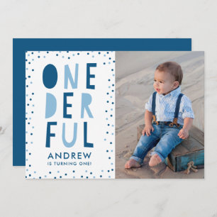 Onederful Photo First Birthday Party Invitation