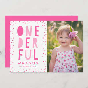 Onederful Photo First Birthday Party Invitation