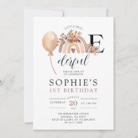 ONEderful Rainbow Girl's Birthday Invitation