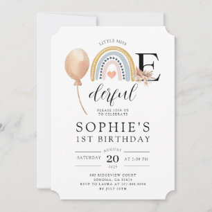 ONEderful Rainbow Girl's Birthday Invitation