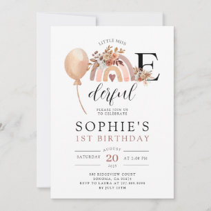 ONEderful Rainbow Girl's Birthday Invitation