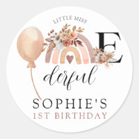 ONEderful Rainbow Girl's Birthday Invitation