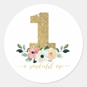 Onederful stickers, first birthday girls stickers