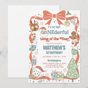 ONEderful time of the year Christmas 1st birthday. Invitation