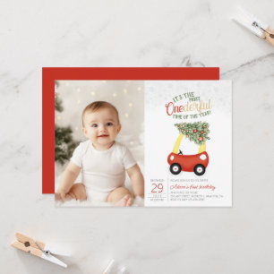 ONEderful Time Of The Year photo car 1st Birthday  Invitation
