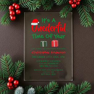 Onederful Time Of Year Christmas 1st Birthday Acrylic Invitations