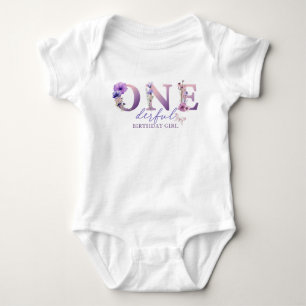Onederful Wildflower Birthday Girl Baby Bodysuit